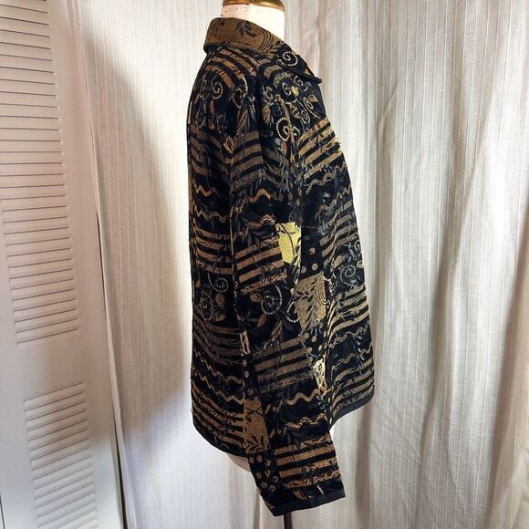 Vintage | Women's | Jackets | M | Brown and Tan Reversible Pattern Jacket - Picture 5 of 7